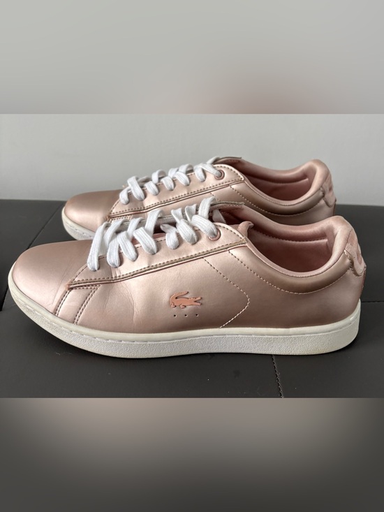Lacoste Shoes - Lacoste Metallic Rose Gold Sneakers with White Laces